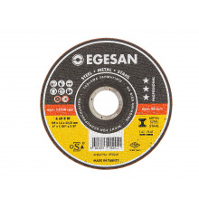 EGESAN Отрезной круг STEEL 125x1x22мм, А60 R BF, угл.сталь, металл (тонкий) 25шт/уп