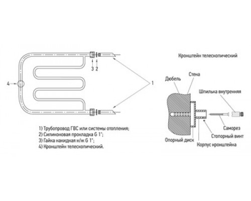 Водяной полотенцесушитель Сунержа Лира 600x600 с 2 полками 00-0012-6060 (Sunerzha)