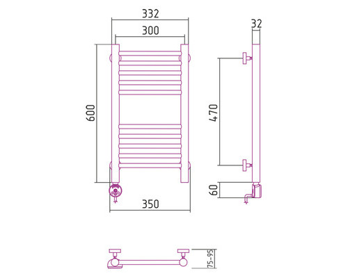 Электрический полотенцесушитель Сунержа Богема 600x300 L 00-0504-6030 (Sunerzha)