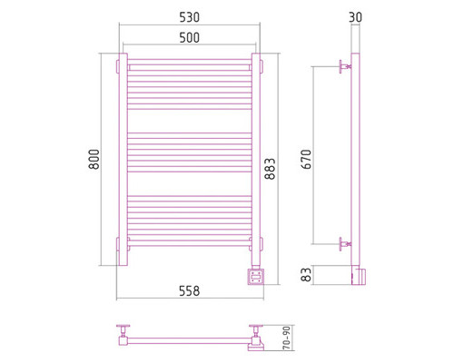 Электрический полотенцесушитель Сунержа Модус 800x500 R 00-0521-8050 (Sunerzha)