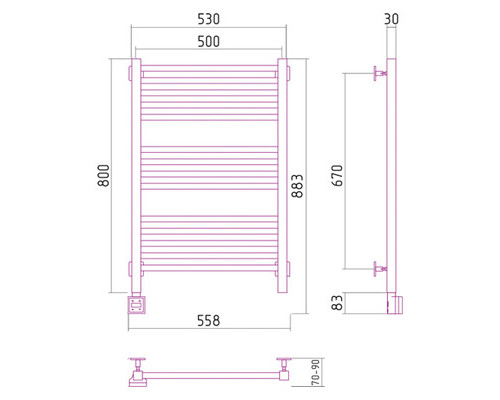 Электрический полотенцесушитель Сунержа Модус 800x500 L 00-0520-8050 (Sunerzha)