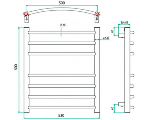 Электрический полотенцесушитель Eco Calma 530x600