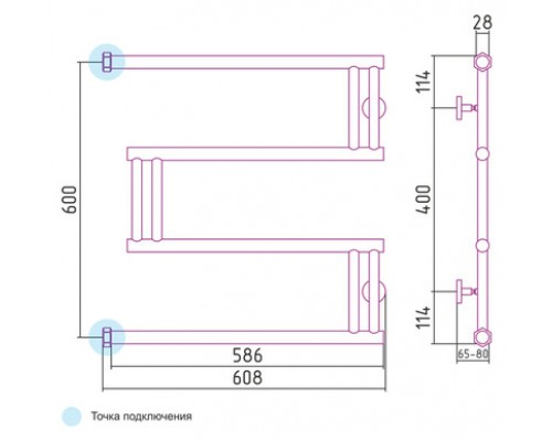 Водяной полотенцесушитель Сунержа High-tech M 600x600 00-0050-6060 (Sunerzha)