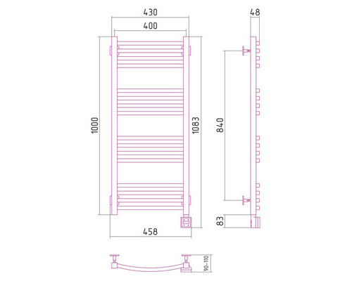 Электрический полотенцесушитель Сунержа Аркус 1000x400 R 00-0533-1040 (Sunerzha)