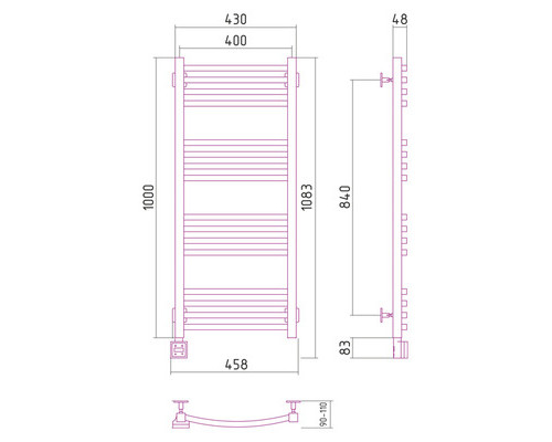 Электрический полотенцесушитель Сунержа Аркус 1000x400 L 00-0532-1040 (Sunerzha)