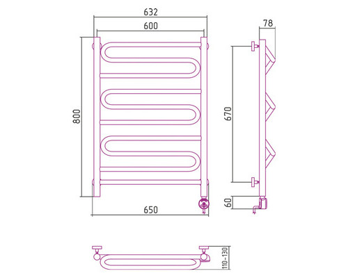 Электрический полотенцесушитель Сунержа Элегия 2.0 800x600 R 00-5219-8060 (Sunerzha)