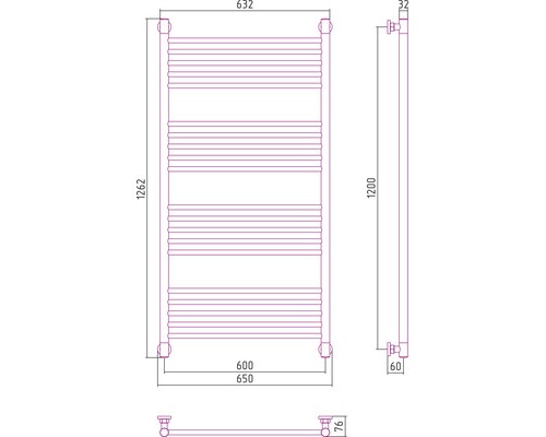 Водяной полотенцесушитель Сунержа Богема+ 1200x600 прямая 00-0220-1260 (Sunerzha)