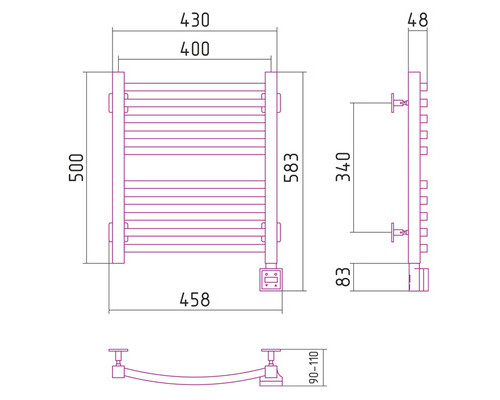 Электрический полотенцесушитель Сунержа Аркус 500x400 R 00-0533-5040 (Sunerzha)