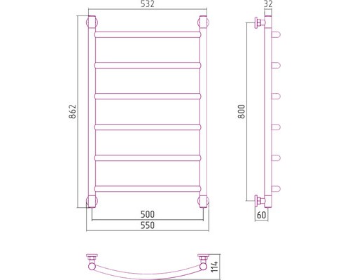 Водяной полотенцесушитель Сунержа Галант+ 800x500 00-0200-8050 (Sunerzha)