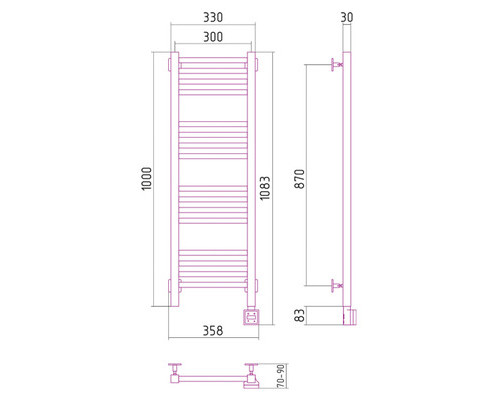 Электрический полотенцесушитель Сунержа Модус 1000x300 R 00-0521-1030 (Sunerzha)