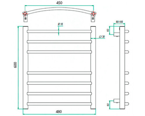 Электрический полотенцесушитель Eco Calma 480x600