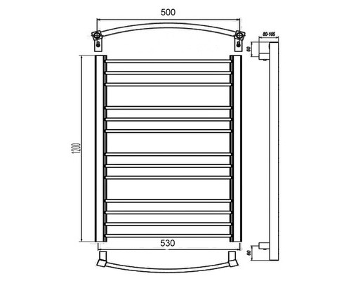 Электрический полотенцесушитель Eco Calma 530x1200 с теном