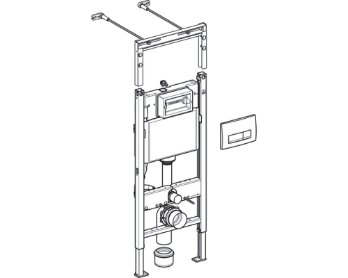 Инсталляция для подвесного унитаза  Duofix 458.125.11.1, 4 в 1 с кнопкой смыва