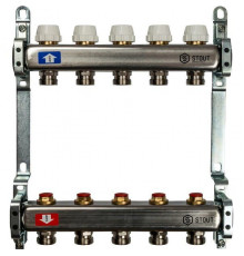Коллектор из нержавеющей стали без расходомеров на 5 контуров SMS 0922 000005 
