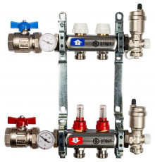 Коллектор из нержавеющей стали с расходомерами на 2 контура SMS 0917 000002 