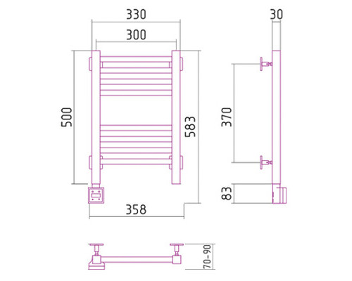 Электрический полотенцесушитель Сунержа Модус 500x300 L 00-0520-5030 (Sunerzha)