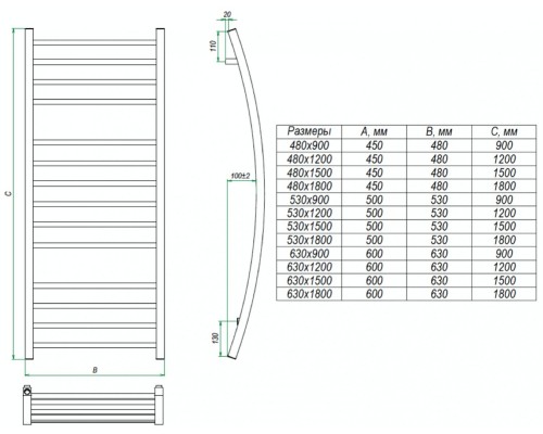 Водяной полотенцесушитель Primo 480x900