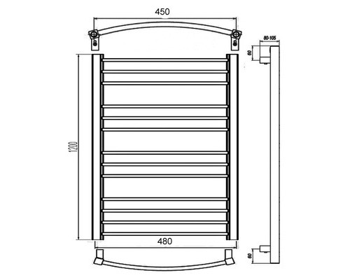 Электрический полотенцесушитель Eco Calma 480x1200 с теном