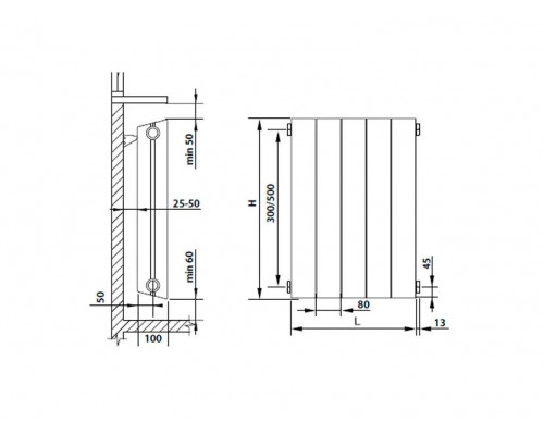 Радиатор биметаллический Pianoforte 500 x12 Bianco Traffico, боковое подключение