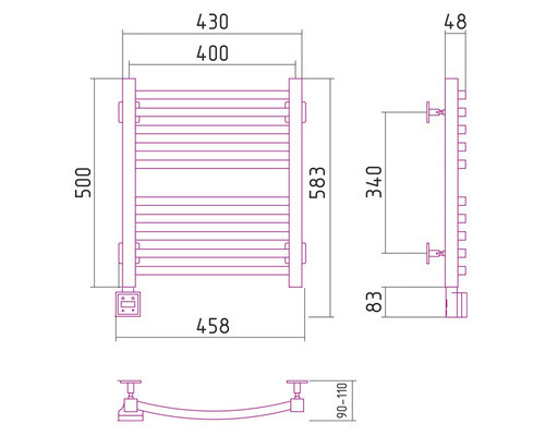 Электрический полотенцесушитель Сунержа Аркус 500x400 L 00-0532-5040 (Sunerzha)