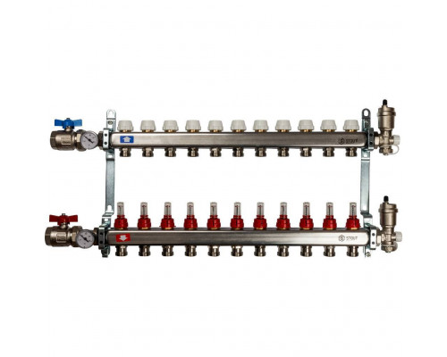 Коллектор из нержавеющей стали с расходомерами на 12 контура SMS 0917 000012