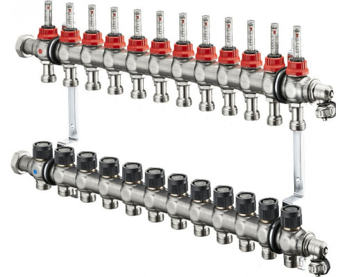 Распределительная гребенка Multidis SF со встроенными ротаметрами на 12 контуров 1404362, нержавеющая сталь