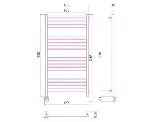 Электрический полотенцесушитель Сунержа Модус 1200x600 L 00-0520-1260 (Sunerzha)