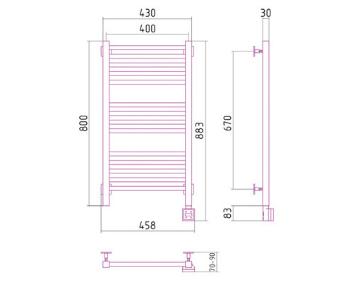 Электрический полотенцесушитель Сунержа Модус 800x400 R 00-0521-8040 (Sunerzha)