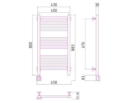 Электрический полотенцесушитель Сунержа Модус 800x400 L 00-0520-8040 (Sunerzha)