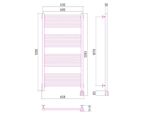 Электрический полотенцесушитель Сунержа Модус 1200x600 R 00-0521-1260 (Sunerzha)