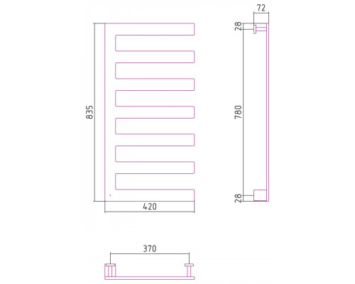 Электрический полотенцесушитель Сунержа Космополит 19 835х420 мм 70-0879-8342 (Sunerzha)