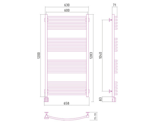 Электрический полотенцесушитель Сунержа Аркус 1200x600 L 00-0532-1260 (Sunerzha)