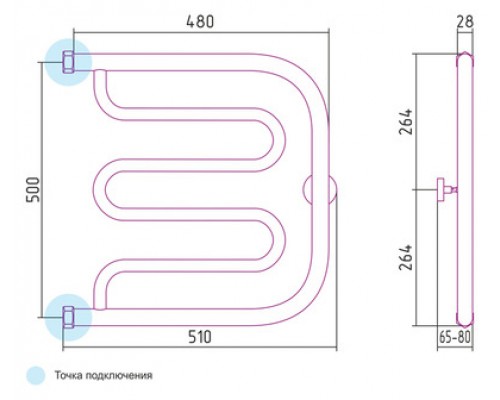 Водяной полотенцесушитель Сунержа Лира 500x500 00-0011-5050 (Sunerzha)