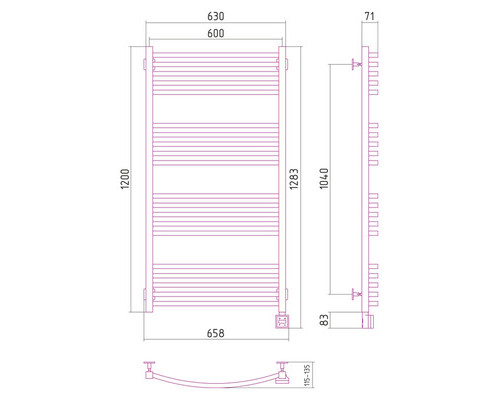 Электрический полотенцесушитель Сунержа Аркус 1200x600 R 00-0533-1260 (Sunerzha)