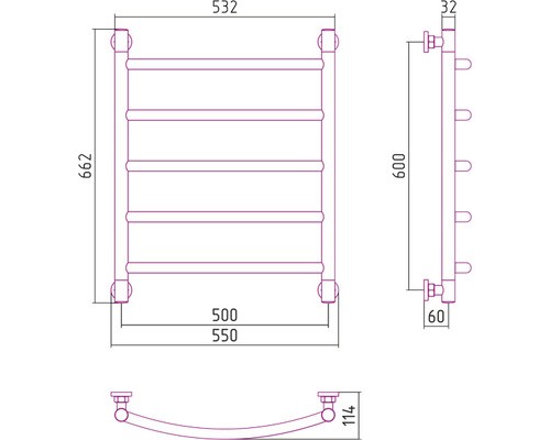 Водяной полотенцесушитель Сунержа Галант+ 600x500 00-0200-6050 (Sunerzha)