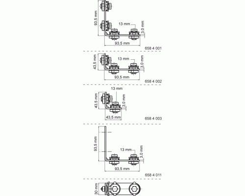 Уголок соединительный (4 монтажный гайки) для профиля WM0-35, BIS RapidRail, 6584001 (Валравен)