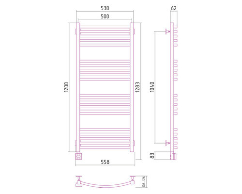 Электрический полотенцесушитель Сунержа Аркус 1200x500 L 00-0532-1250 (Sunerzha)