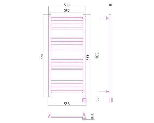 Электрический полотенцесушитель Сунержа Модус 1200x500 R 00-0521-1250 (Sunerzha)