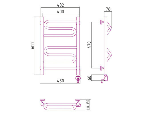 Электрический полотенцесушитель Сунержа Элегия 2.0 600x400 R 00-5219-6040 (Sunerzha)