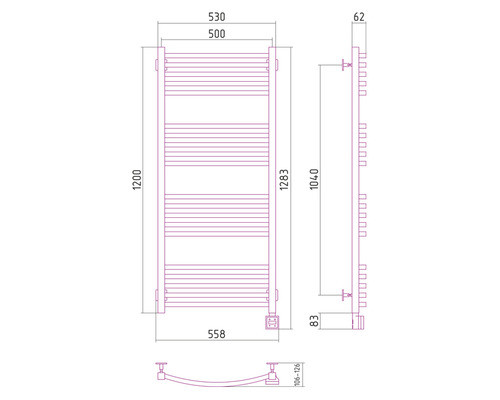 Электрический полотенцесушитель Сунержа Аркус 1200x500 R 00-0533-1250 (Sunerzha)