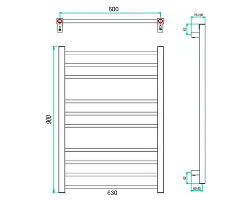 Электрический полотенцесушитель Eco Classic 630x900