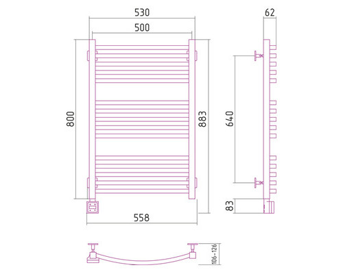 Электрический полотенцесушитель Сунержа Аркус 800x500 L 00-0532-8050 (Sunerzha)