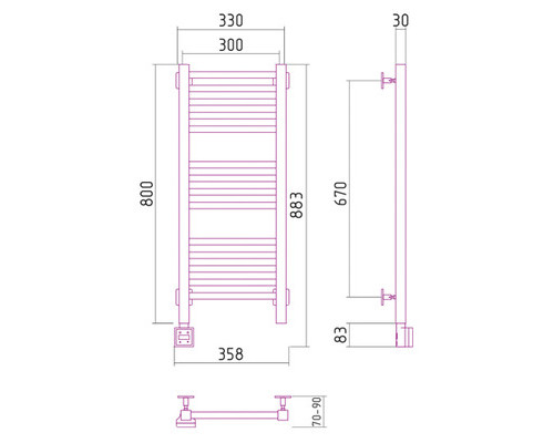 Электрический полотенцесушитель Сунержа Модус 800x300 L 00-0520-8030 (Sunerzha)