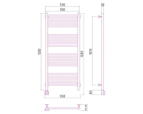 Электрический полотенцесушитель Сунержа Модус 1200x500 L 00-0520-1250 (Sunerzha)