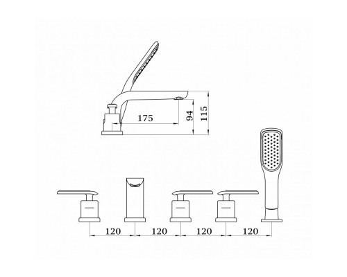 Смеситель для ванны (душевой набор) HAIGER GZ52031-F