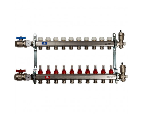 Коллектор из нержавеющей стали с расходомерами на 10 контура SMS 0917 000010