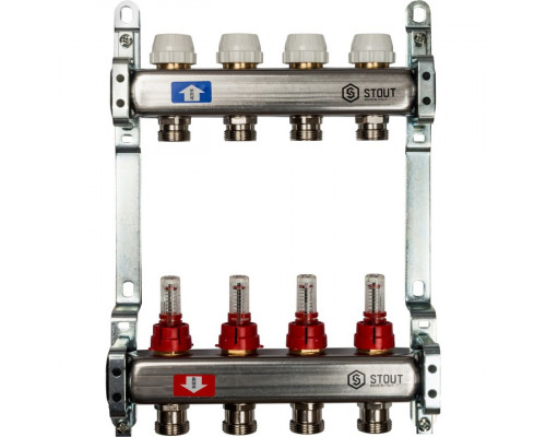 Коллектор из нержавеющей стали с расходомерами на 4 контура SMS 0917 000004
