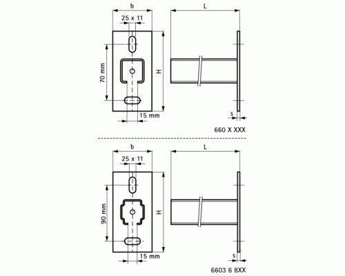 Консоль стеновая BIS RapidRail WM1 30x15, 250 мм, 6603125 (Валравен)