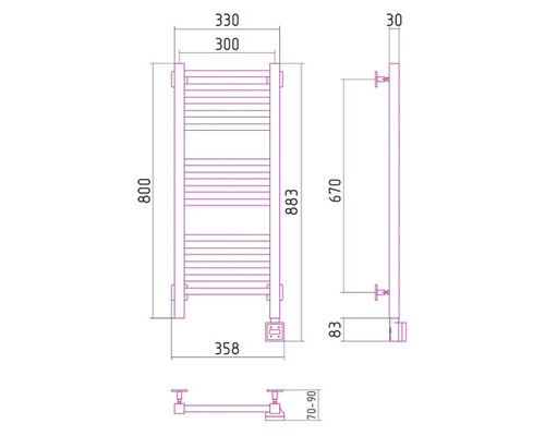 Электрический полотенцесушитель Сунержа Модус 800x300 R 00-0521-8030 (Sunerzha)