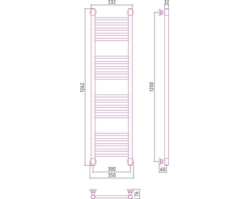 Водяной полотенцесушитель Сунержа Богема+ 1200x300 прямая 00-0220-1230 (Sunerzha)